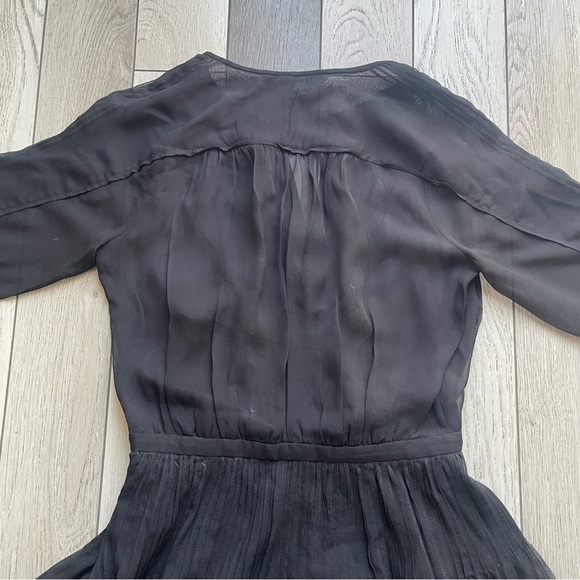 Diane Von Furstenberg Black Pleated Sundress with Bishop Sleeves - Picture 4 of 6